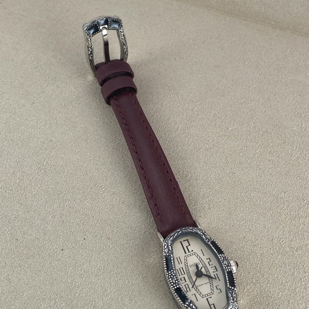 Vintage Western Styled Sterling Silver Ecclissi with Engraved Case Black Enamel - Picture 4 of 7